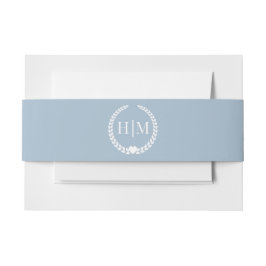 Eenvoudig minimalistisch Frosted Blue-monogram Uitnodigingen Wikkel