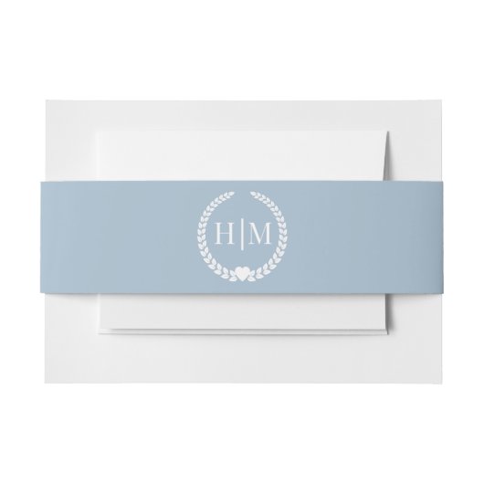 Eenvoudig minimalistisch Frosted Blue-monogram Uitnodigingen Wikkel (Voorkant Voorbeeld)