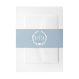 Eenvoudig minimalistisch Frosted Blue-monogram Uitnodigingen Wikkel