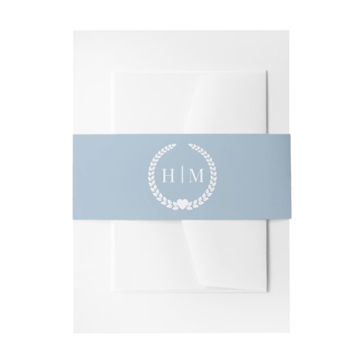 Eenvoudig minimalistisch Frosted Blue-monogram Uitnodigingen Wikkel (Voorkant Voorbeeld)