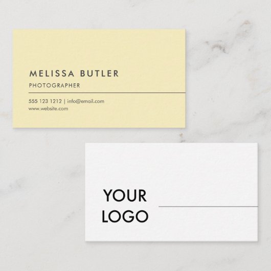 Eenvoudig minimalistisch geel Logo pasta Visitekaartje (Voorkant / Achterkant)