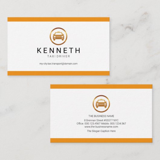 Eenvoudig minimalistisch geel strepes taxi-stuurpr visitekaartje (Voorkant / Achterkant)