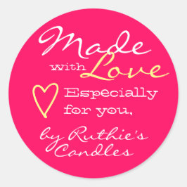 Eenvoudig minimalistisch gemaakt met liefdeshart w ronde sticker