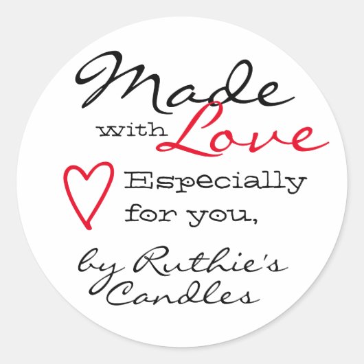 Eenvoudig minimalistisch gemaakt met liefdeshart w ronde sticker (Voorkant)