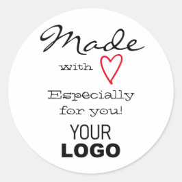 Eenvoudig minimalistisch gemaakt met Logo met lief Ronde Sticker