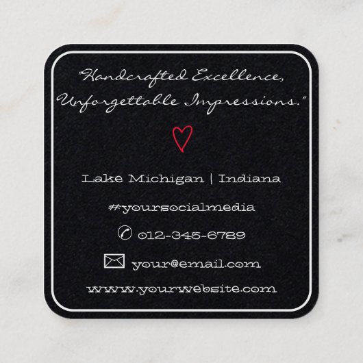 Eenvoudig minimalistisch gemaakt met Love Red Hear Vierkante Visitekaartje (Achterkant)