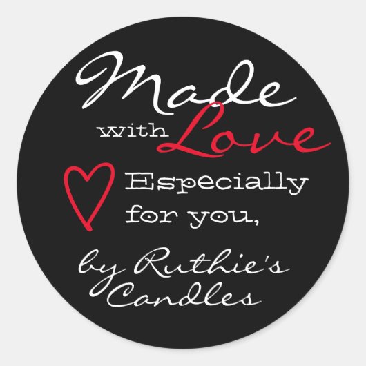 Eenvoudig minimalistisch gemaakt met zwarte kleure ronde sticker (Voorkant)