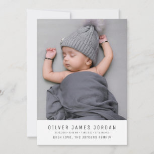 Eenvoudig minimalistisch genderneutraal foto-Baby Aankondiging