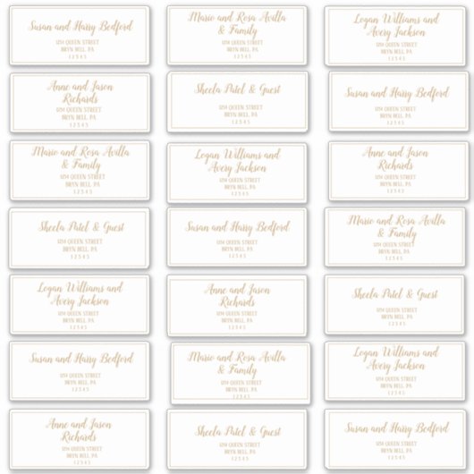 Eenvoudig minimalistisch|Gold Lijst Gastadres Sticker (Voorkant)