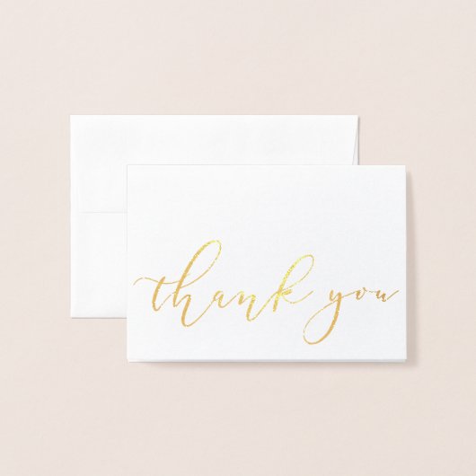 Eenvoudig, minimalistisch Gold-script bedankt Folie Kaarten (Voorkant met envelop)