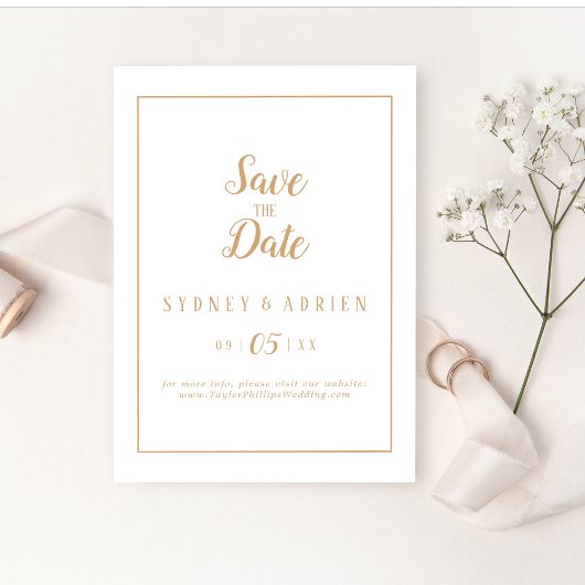 Eenvoudig minimalistisch|Goud Lijst Bewaar de datu Save The Date