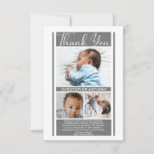 Eenvoudig minimalistisch grijs Baby shower jongen  Bedankkaart (Voorkant)