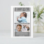 Eenvoudig minimalistisch grijs Baby shower jongen  Bedankkaart (Staand voorkant)