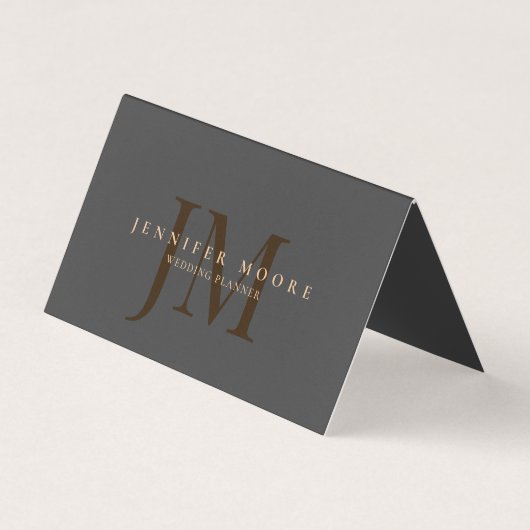 Eenvoudig minimalistisch grijs goud met elegante P Visitekaartje (Voorkant)