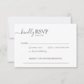 Eenvoudig minimalistisch grijs legant script bruil RSVP kaartje (Voorkant)