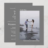 Eenvoudig minimalistisch grijs verticaal fotohuwel kaart (Voorkant / Achterkant)