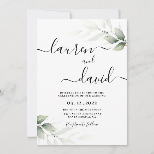 Eenvoudig minimalistisch groen huwelijk kaart (Voorkant)