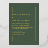 Eenvoudig minimalistisch groen modern huwelijk folie uitnodiging (Voorkant)