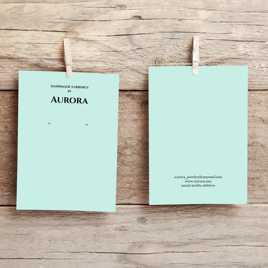 Eenvoudig minimalistisch groen oorbel display visitekaartje