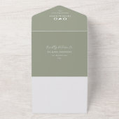 Eenvoudig minimalistisch groen QR-code bruiloft All In One Uitnodiging (Buitenkant)