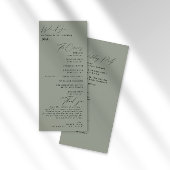Eenvoudig minimalistisch Groen Sage Wedding Progra Programmakaart