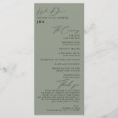 Eenvoudig minimalistisch Groen Sage Wedding Progra Programmakaart (Voorkant)