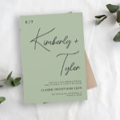 Eenvoudig minimalistisch groen script bruiloft kaart