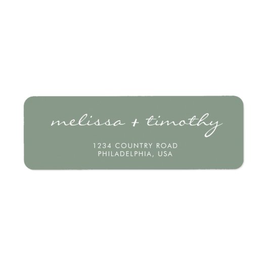 Eenvoudig Minimalistisch Groen Weduwsadres Etiket (Voorkant)