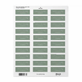 Eenvoudig Minimalistisch Groen Weduwsadres Etiket (Full Sheet)