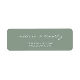 Eenvoudig Minimalistisch Groen Weduwsadres Etiket