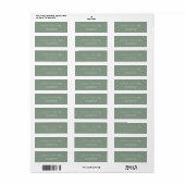 Eenvoudig Minimalistisch Groen Weduwsadres Etiket (Full Sheet)