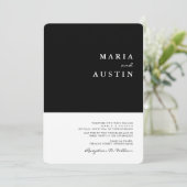 Eenvoudig minimalistisch half zwart withuwelijk kaart (Staand voorkant)