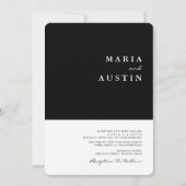 Eenvoudig minimalistisch half zwart withuwelijk kaart (Voorkant)