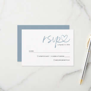 Eenvoudig minimalistisch handgeschreven bruiloft m RSVP kaartje
