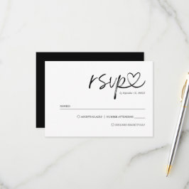 Eenvoudig Minimalistisch Handgeschreven Bruiloftss RSVP Kaartje