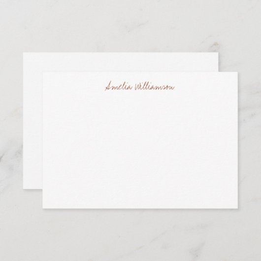 Eenvoudig minimalistisch handgeschreven terracotta bedankkaart (Voorkant / Achterkant)