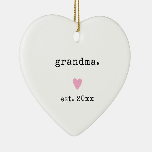 Eenvoudig minimalistisch hart Custom Year New Oma Keramisch Ornament (Rechts)