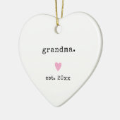 Eenvoudig minimalistisch hart Custom Year New Oma Keramisch Ornament (Links)