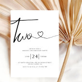 Eenvoudig minimalistisch hartscript 2e verjaardag kaart