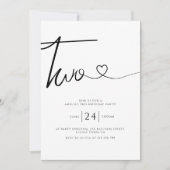 Eenvoudig minimalistisch hartscript 2e verjaardag kaart (Voorkant)