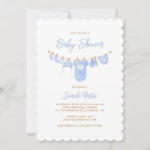 Eenvoudig minimalistisch hemelsblauw geschulpte Ba Kaart (Voorkant)