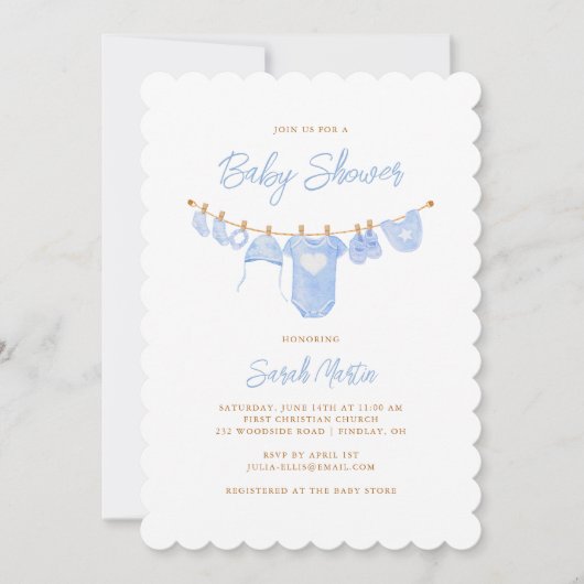 Eenvoudig minimalistisch hemelsblauw geschulpte Ba Kaart (Voorkant)