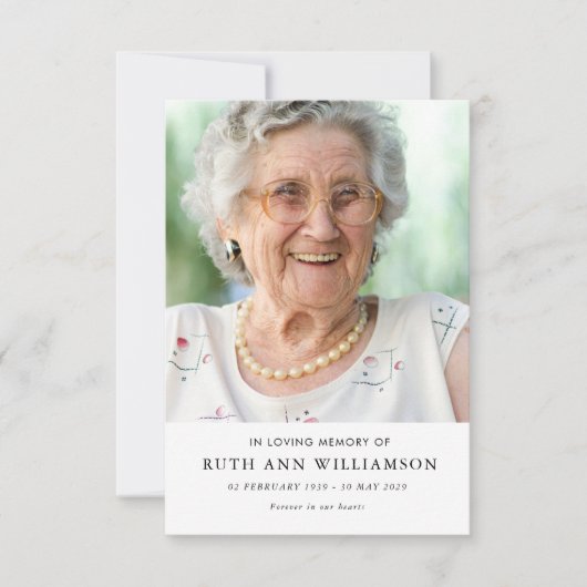 Eenvoudig minimalistisch herdenkingsgedicht Kaart (Voorkant)