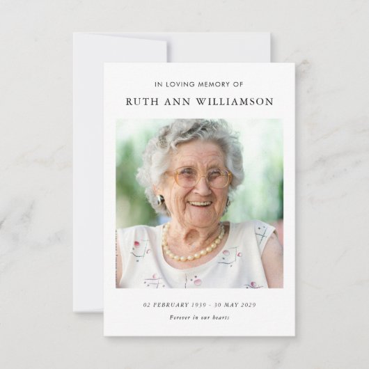 Eenvoudig minimalistisch herdenkingsgedicht Kaart (Voorkant)