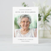 Eenvoudig minimalistisch herdenkingsgedicht Kaart (Staand voorkant)