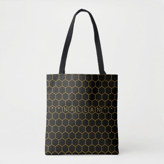 Eenvoudig minimalistisch honingraatpatroon zwart g tote bag (Voorkant)