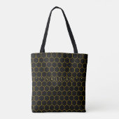 Eenvoudig minimalistisch honingraatpatroon zwart g tote bag (Achterkant)