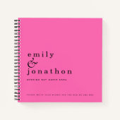 Eenvoudig minimalistisch Hot Pink Wedding Gastenbo Notitieboek (Voorkant)