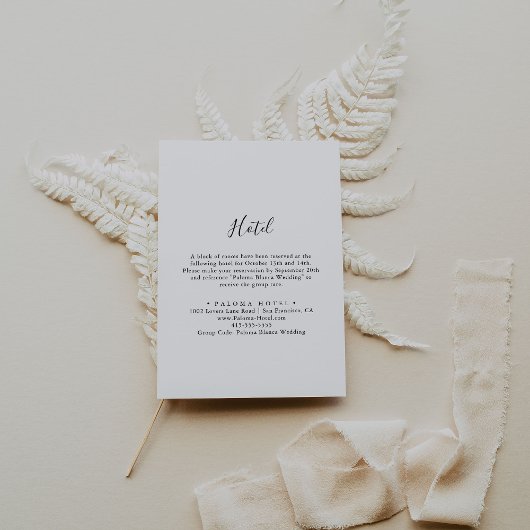 Eenvoudig Minimalistisch Hotel Informatiekaartje