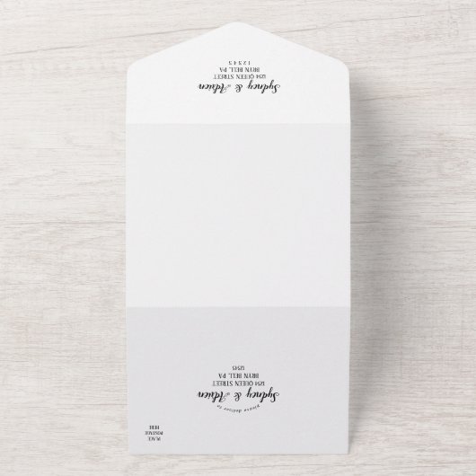 Eenvoudig minimalistisch huwelijk all in one uitnodiging (Buitenkant)